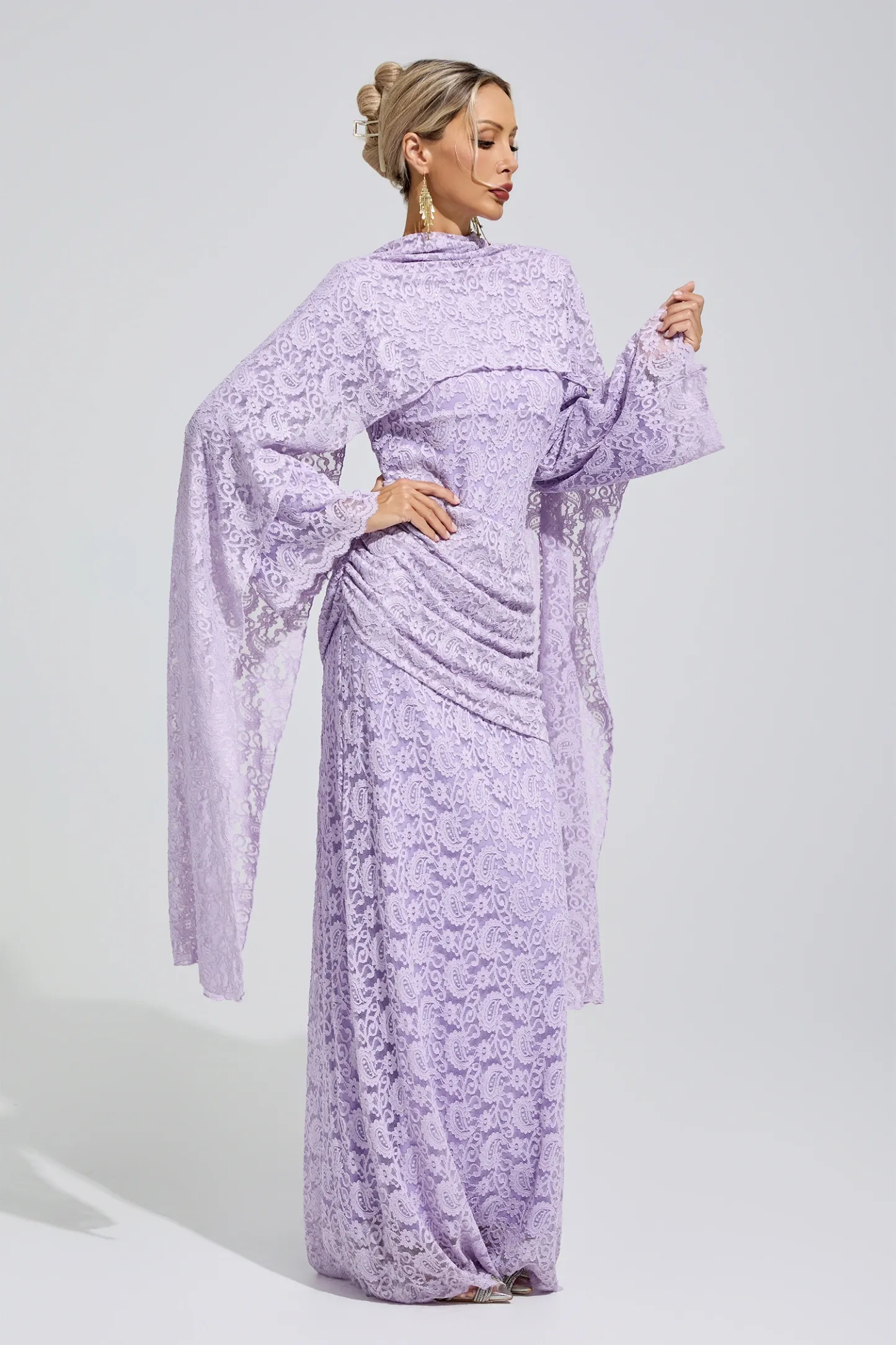 Dorothy Purple Lace Fishtail Bodycon Dress