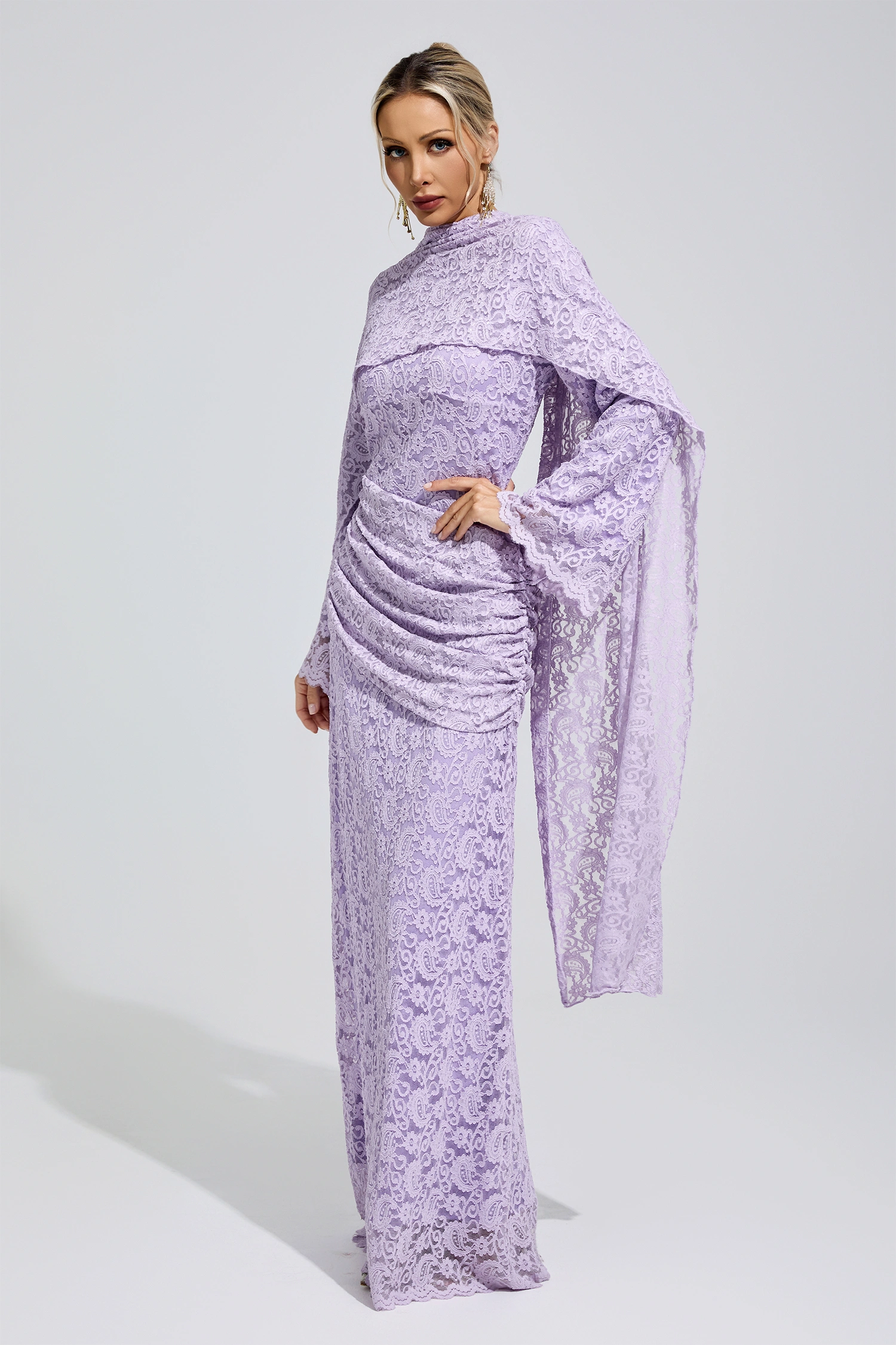 Dorothy Purple Lace Fishtail Bodycon Dress
