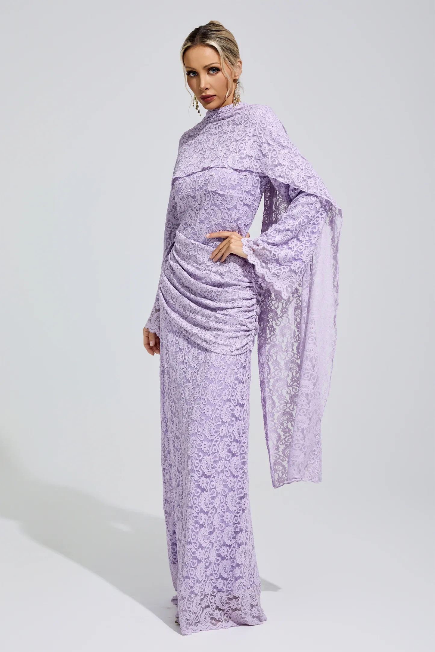 Dorothy Purple Lace Fishtail Bodycon Dress