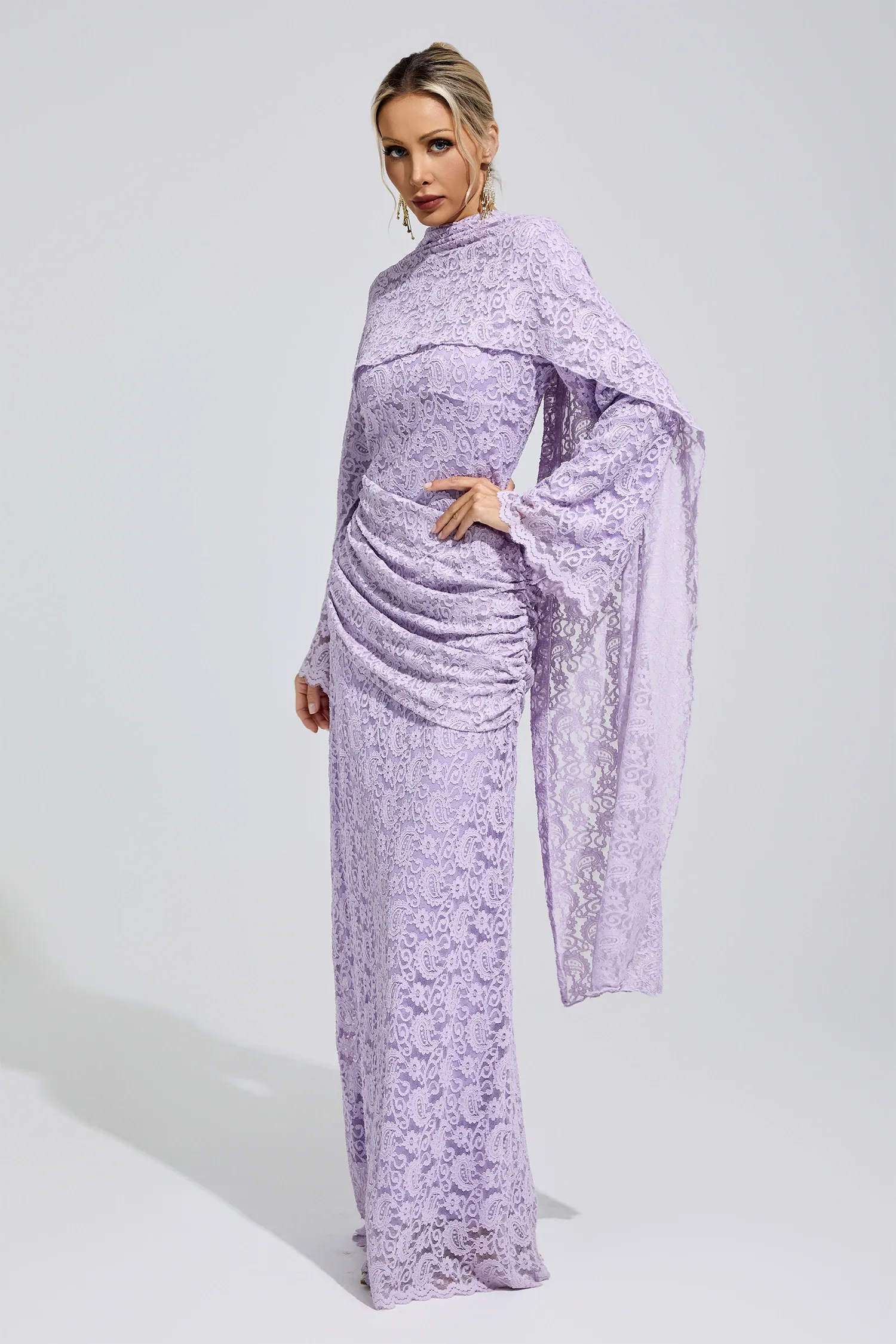Dorothy Purple Lace Fishtail Bodycon Dress