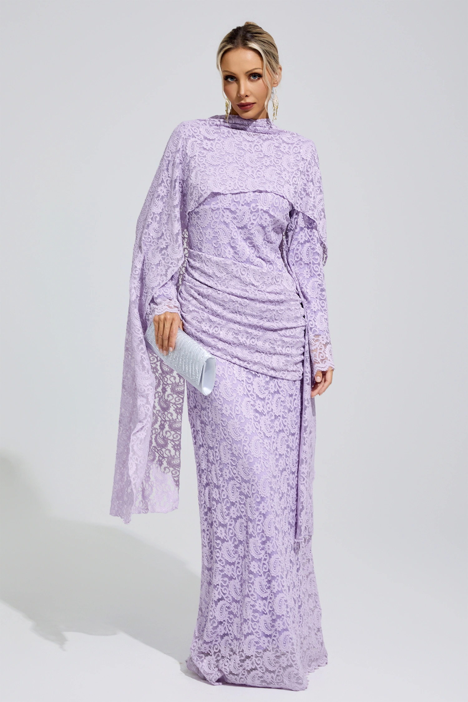 Dorothy Purple Lace Fishtail Bodycon Dress