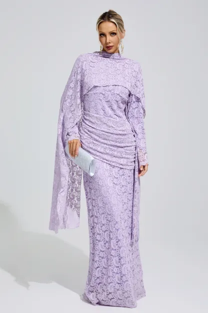 Dorothy Purple Lace Fishtail Bodycon Dress