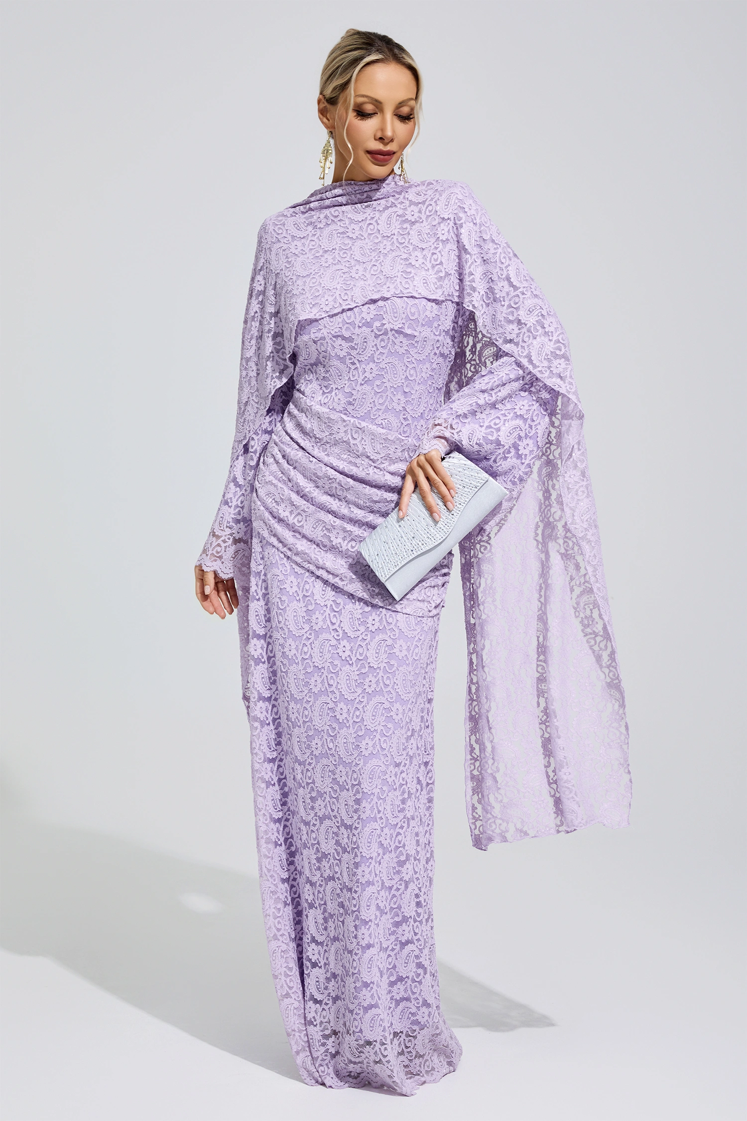 Dorothy Purple Lace Fishtail Bodycon Dress