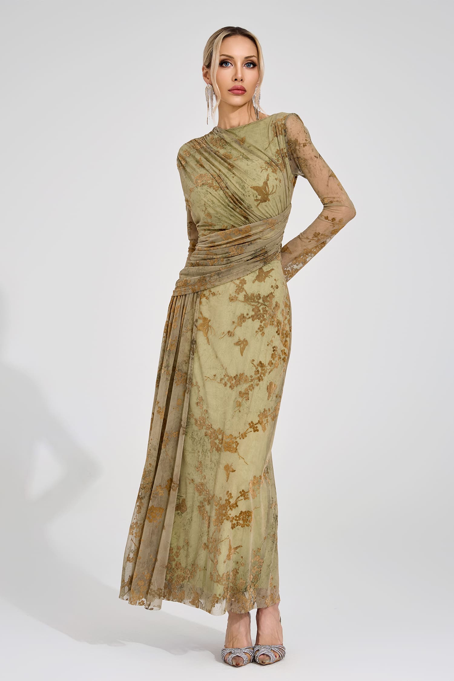 Virgil Green Printed Maxi Dress