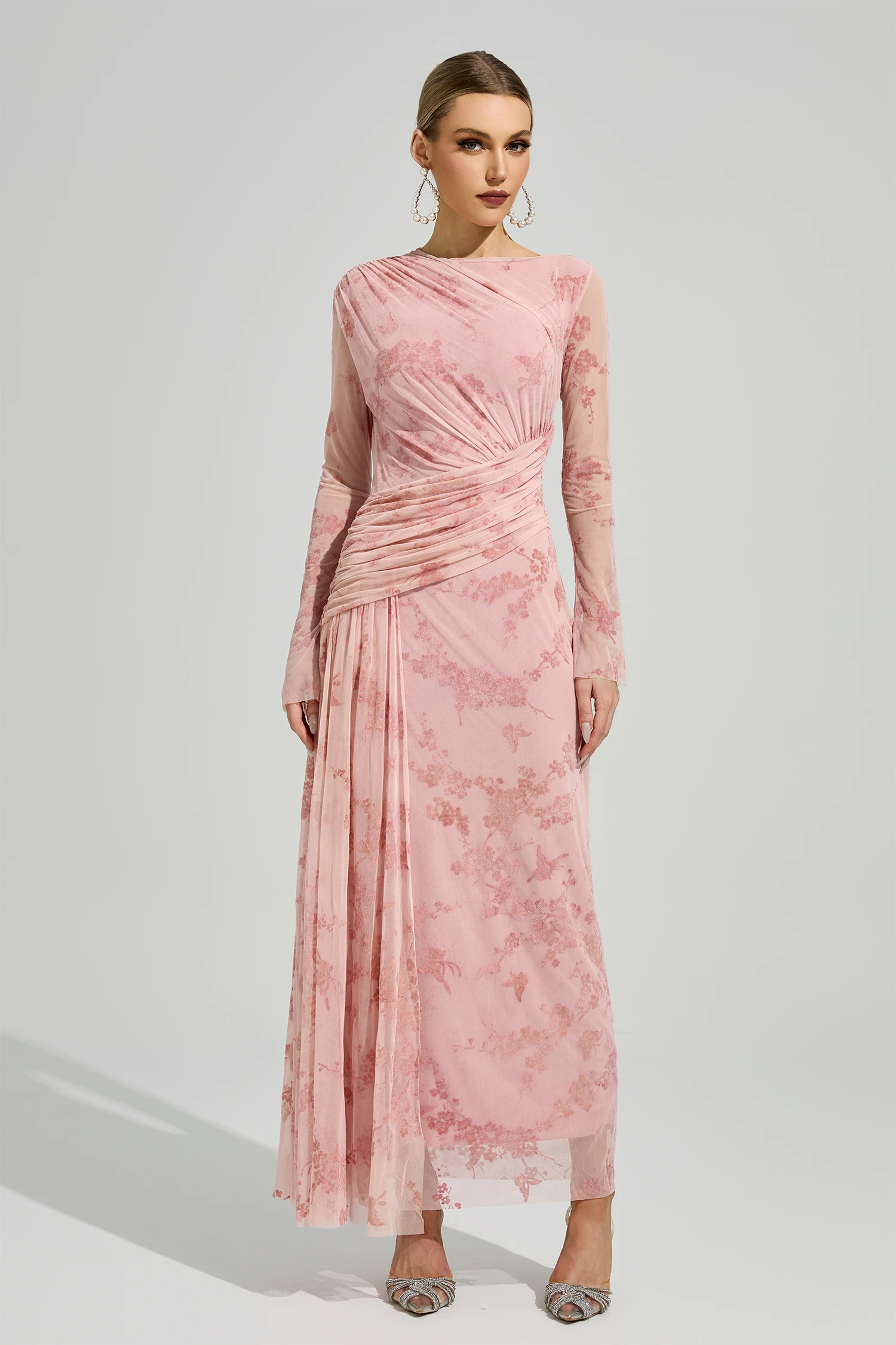 Virgil Pink Printed Maxi Dress