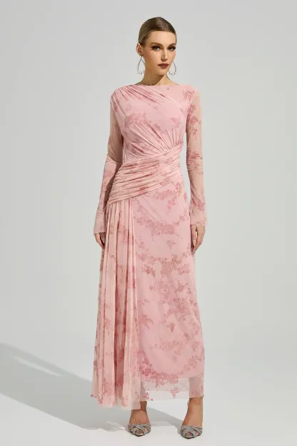 Virgil Pink Printed Maxi Dress