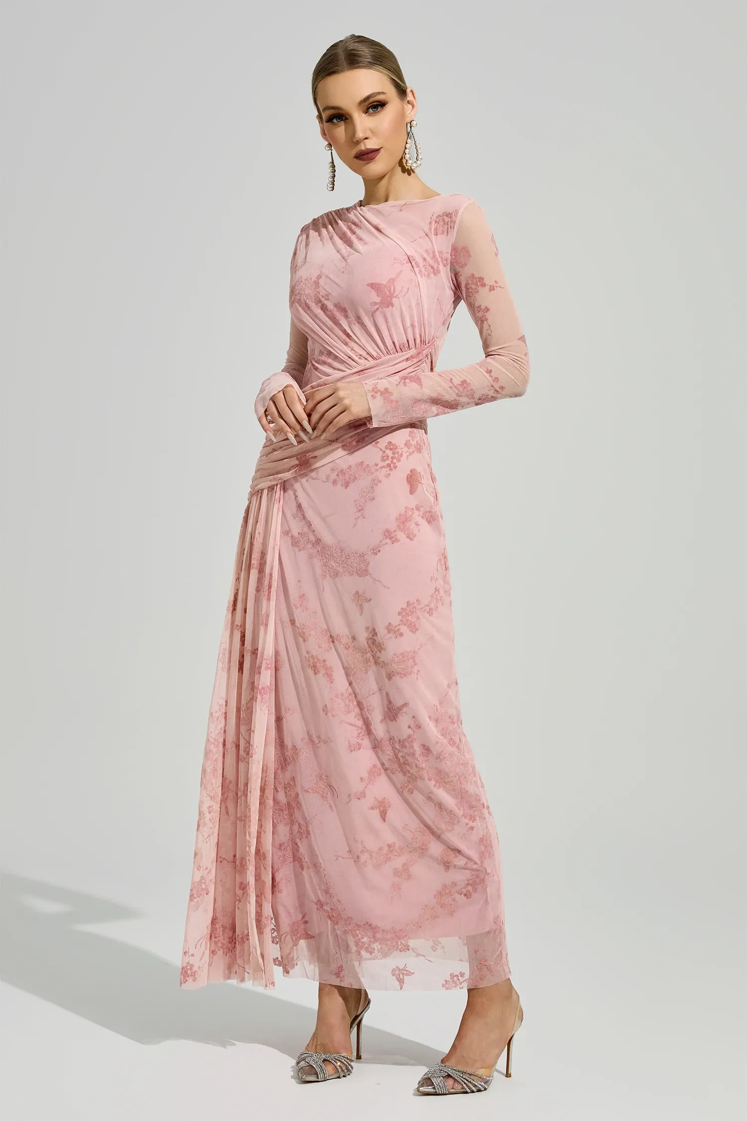 Virgil Pink Printed Maxi Dress