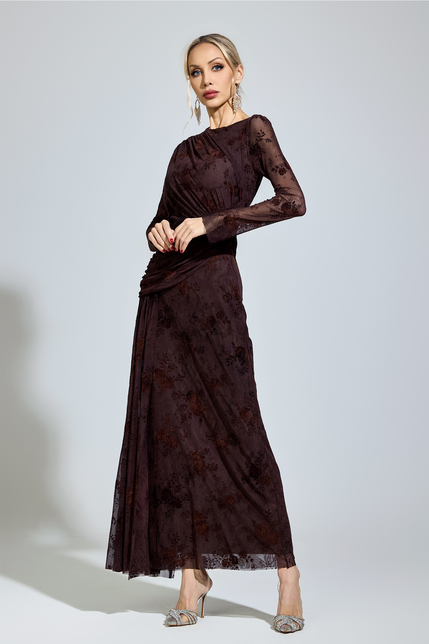 Virgil Dark Brown Printed Maxi Dress