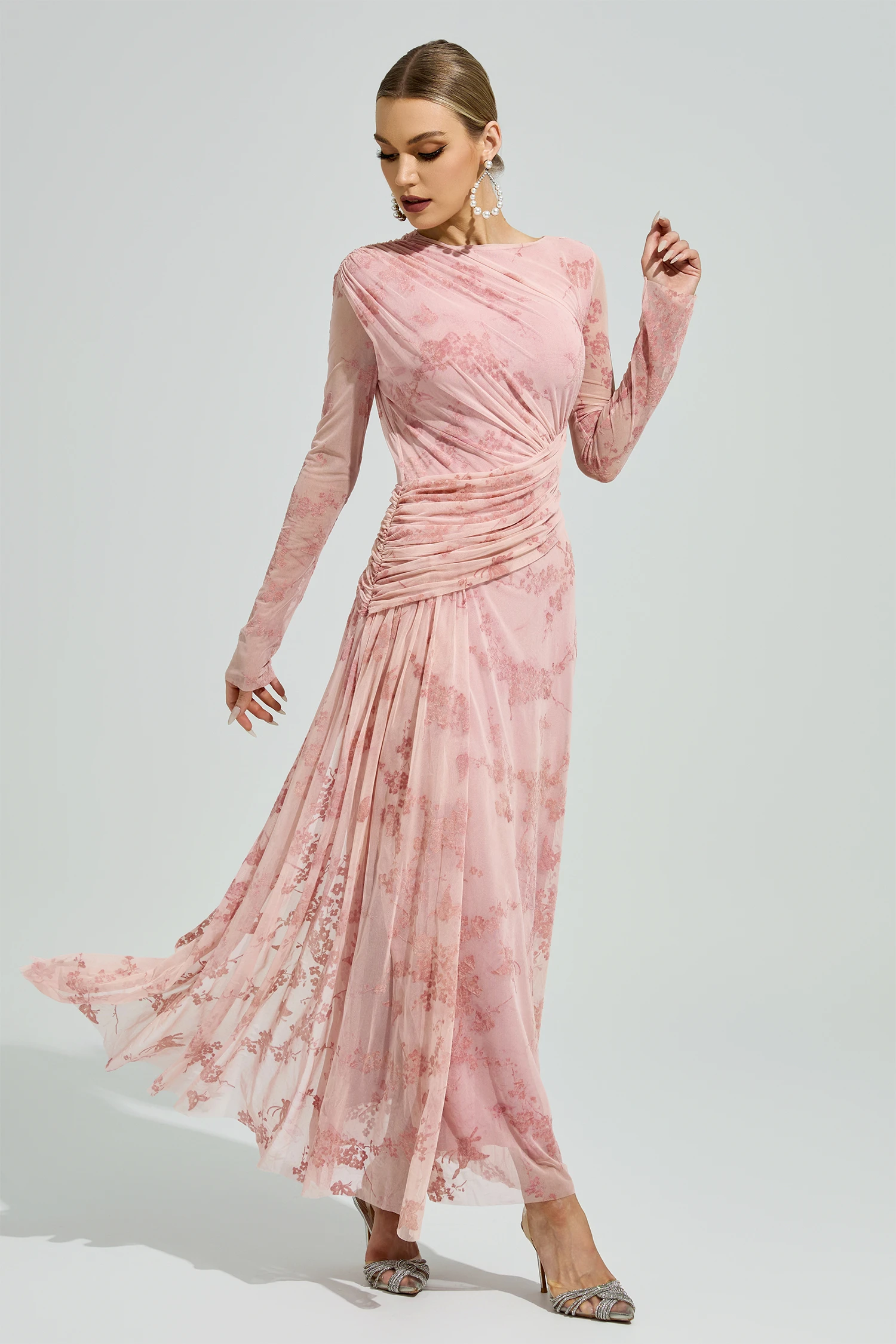 Virgil Pink Printed Maxi Dress