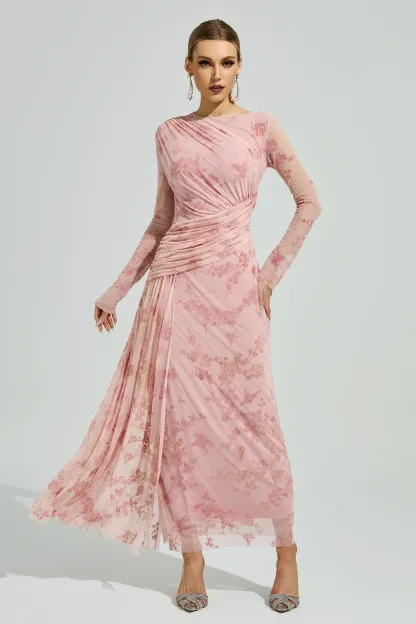 Virgil Pink Printed Maxi Dress