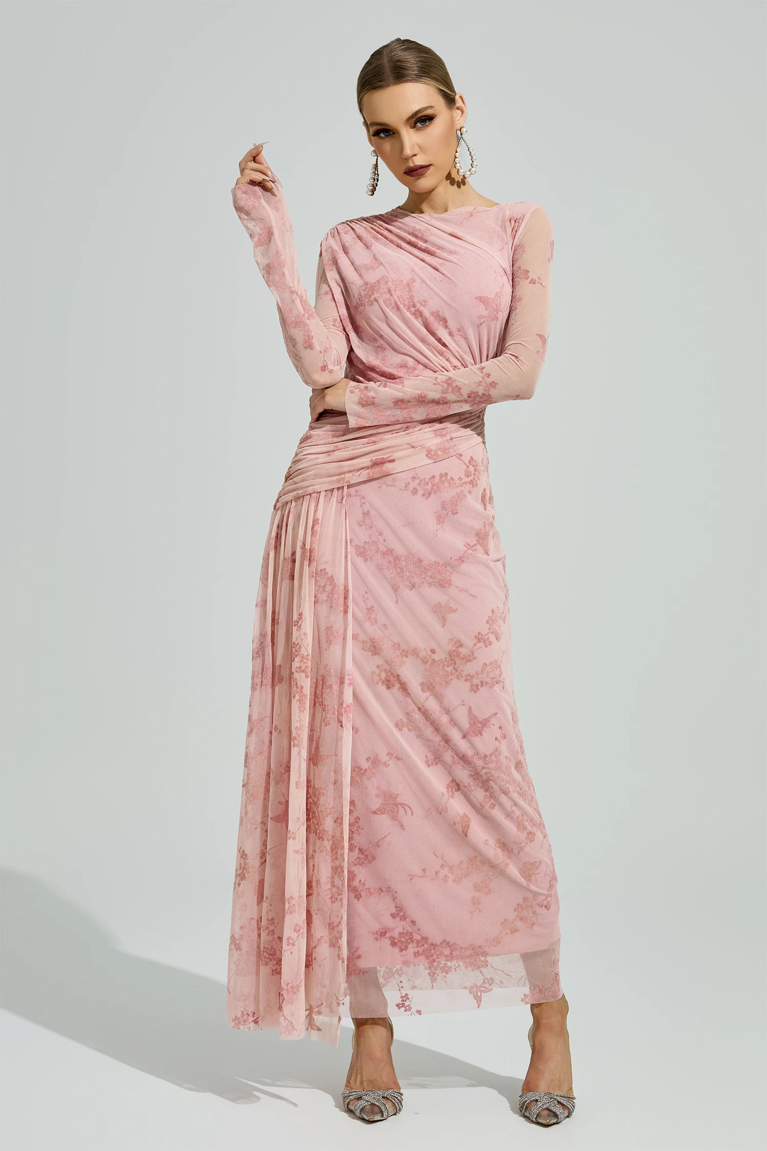 Virgil Pink Printed Maxi Dress