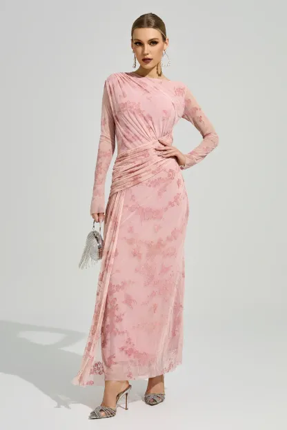 Virgil Pink Printed Maxi Dress