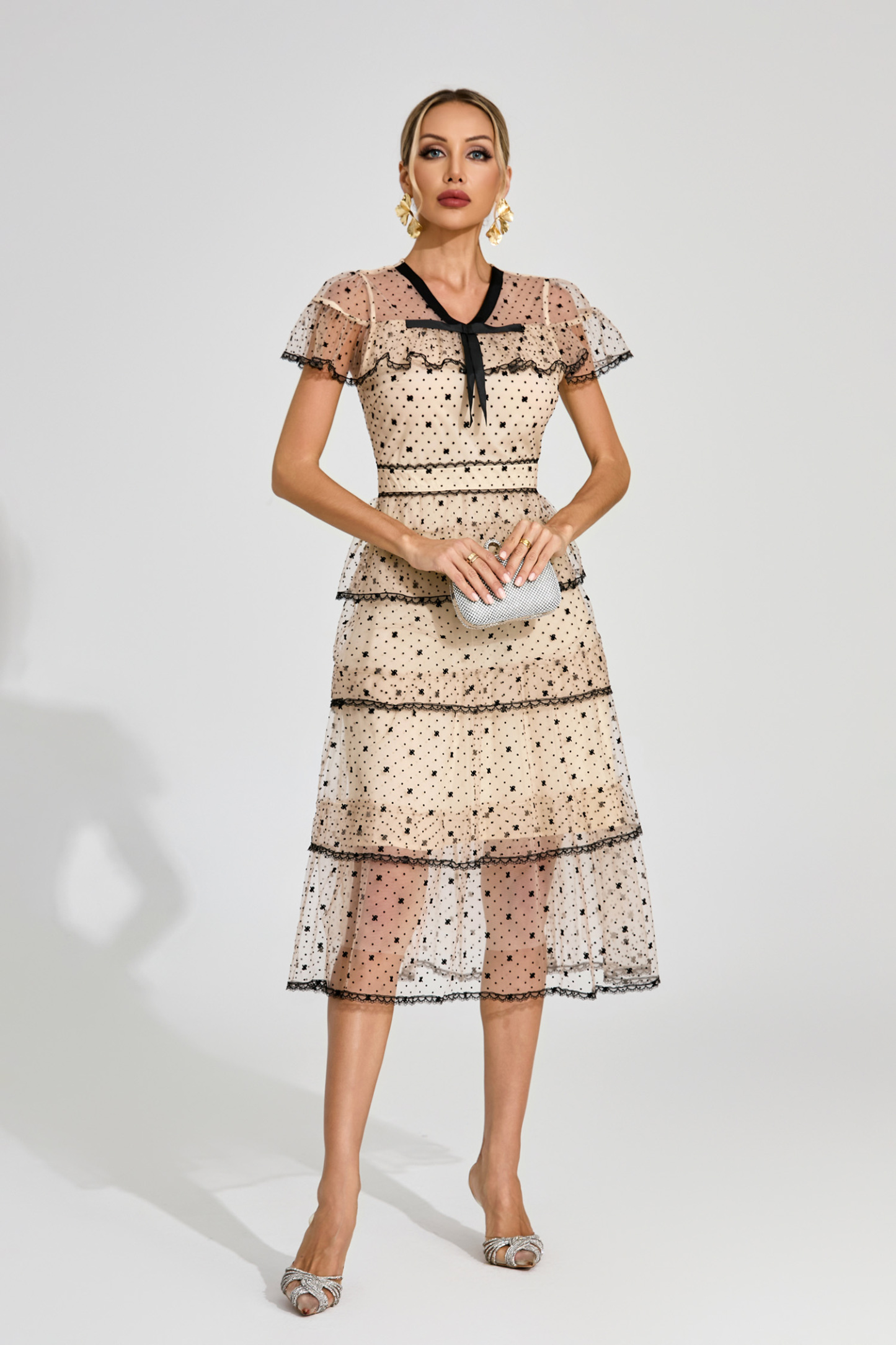 Titus Apricot Polka Dot Tulle Dress