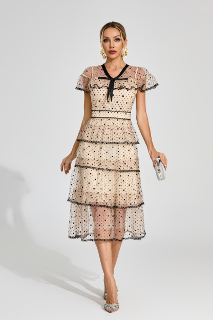 Titus Apricot Polka Dot Tulle Dress