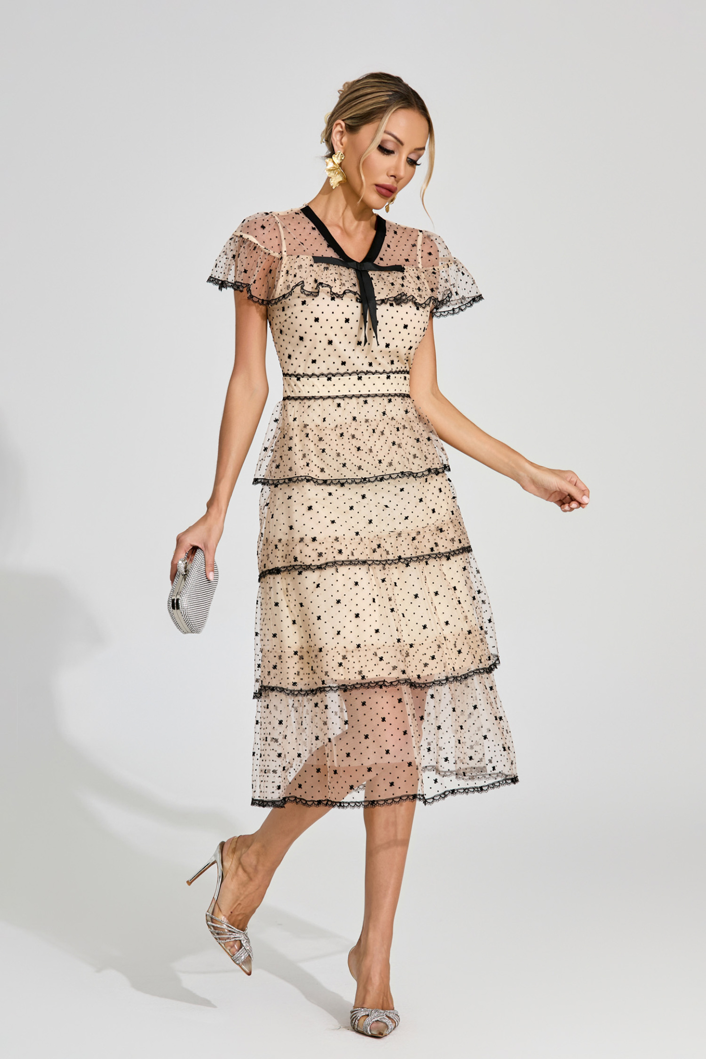 Titus Apricot Polka Dot Tulle Dress