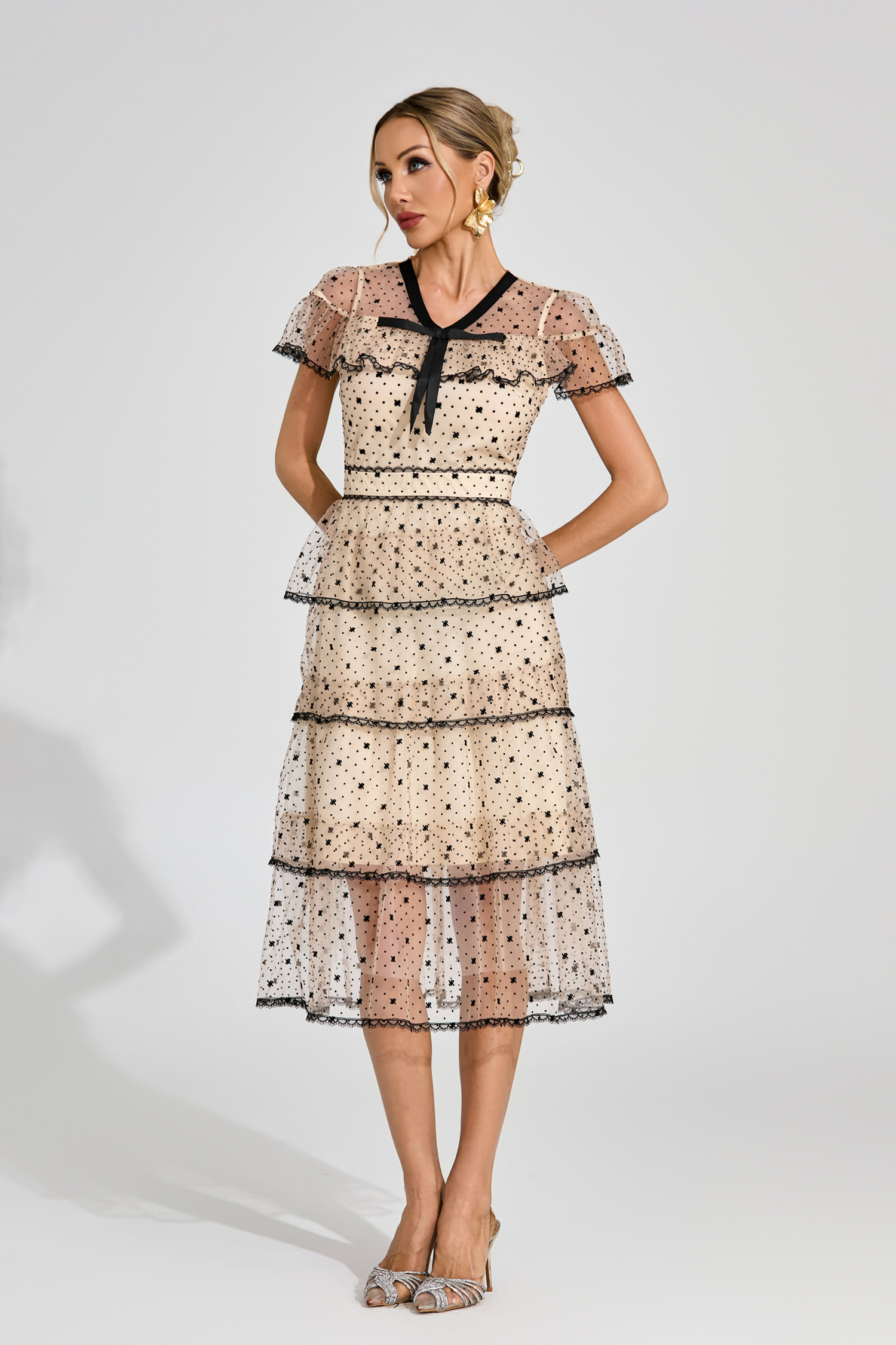 Titus Apricot Polka Dot Tulle Dress