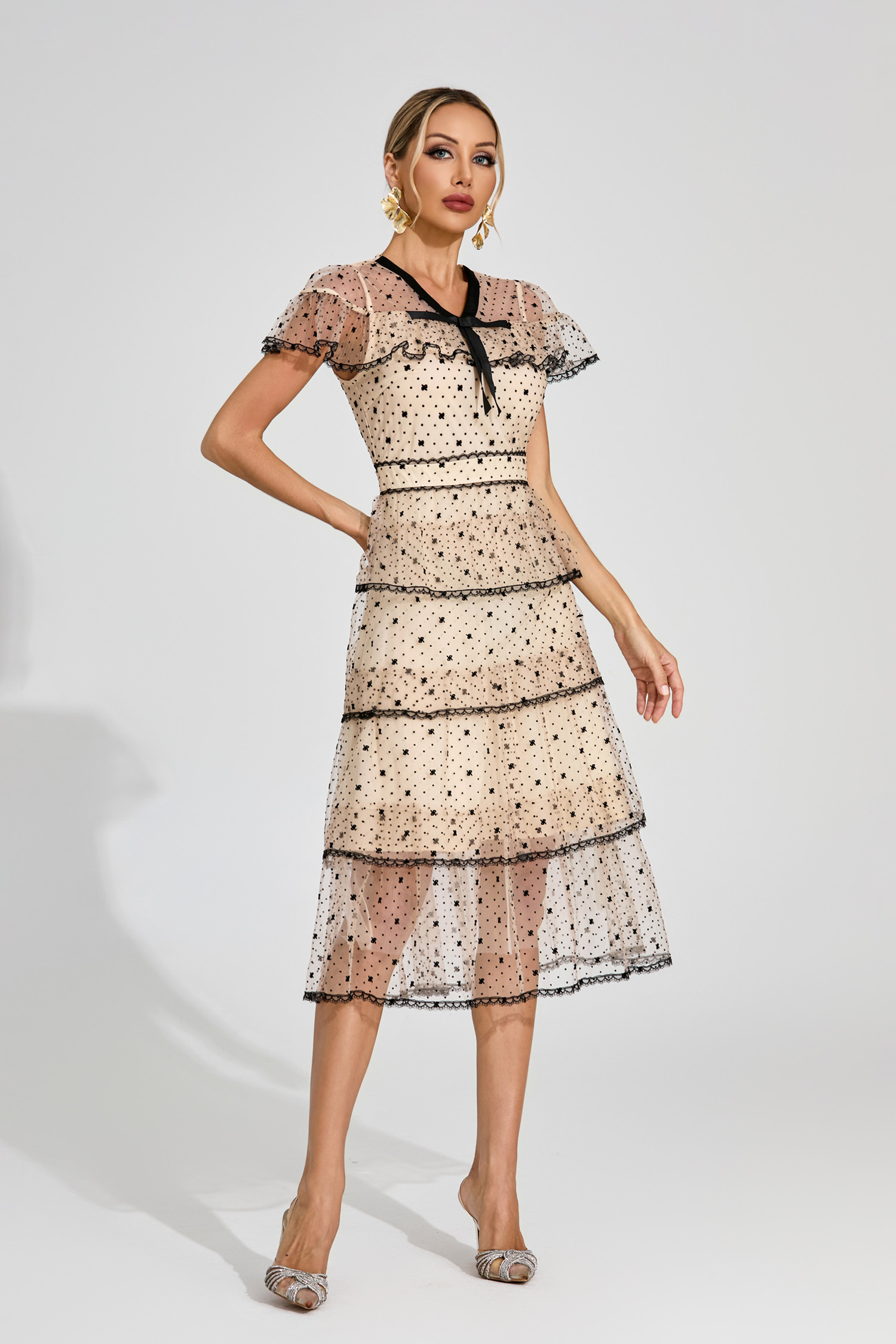 Titus Apricot Polka Dot Tulle Dress