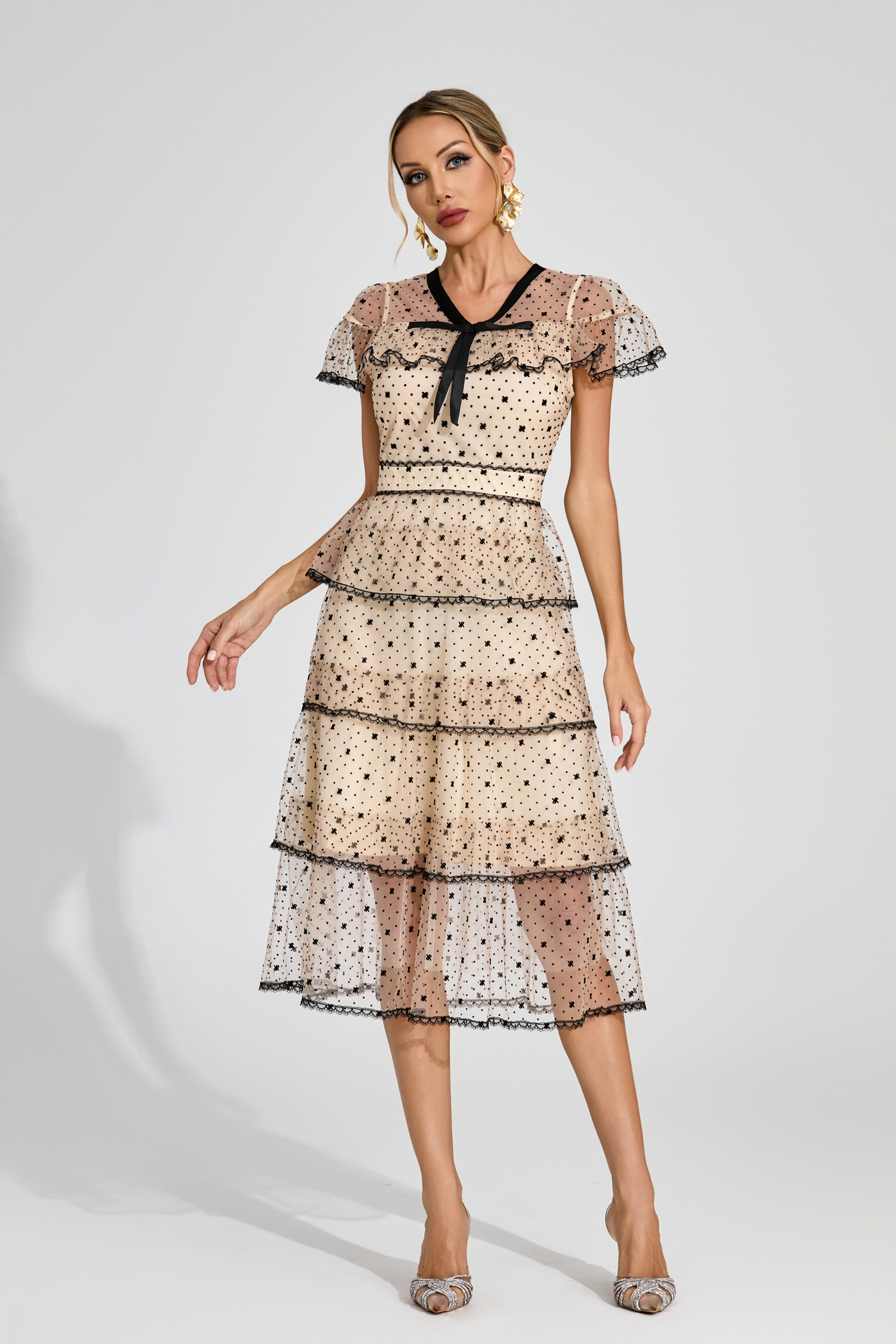 Titus Apricot Polka Dot Tulle Dress