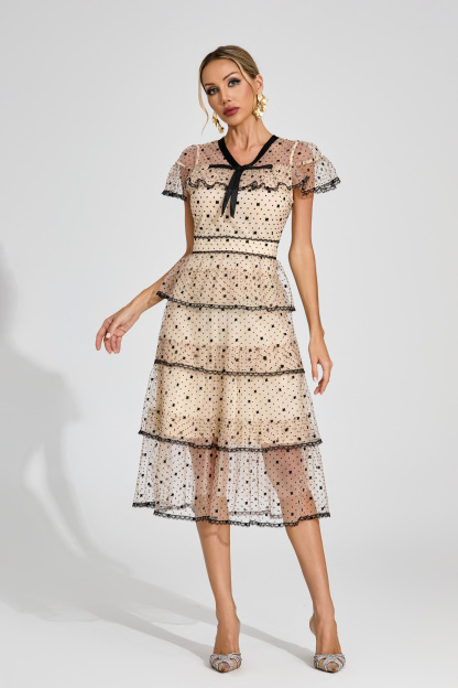 Titus Apricot Polka Dot Tulle Dress