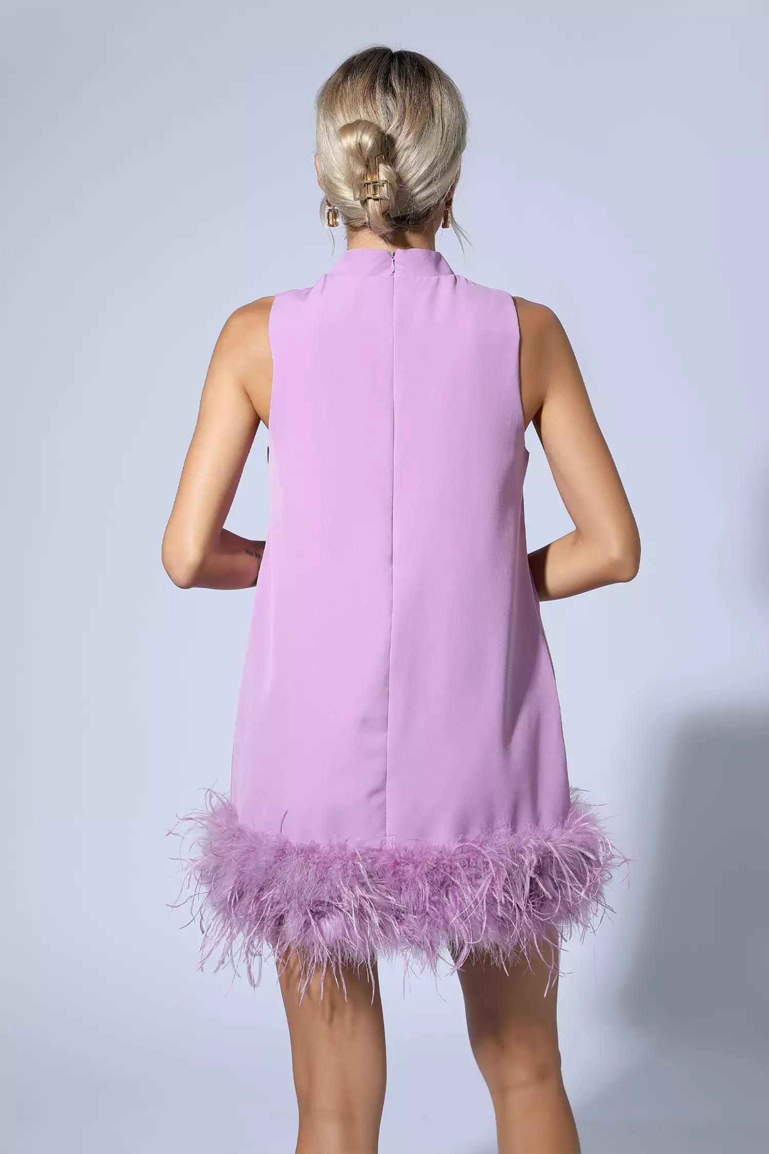 Theresa Purple Feather Mini Dress