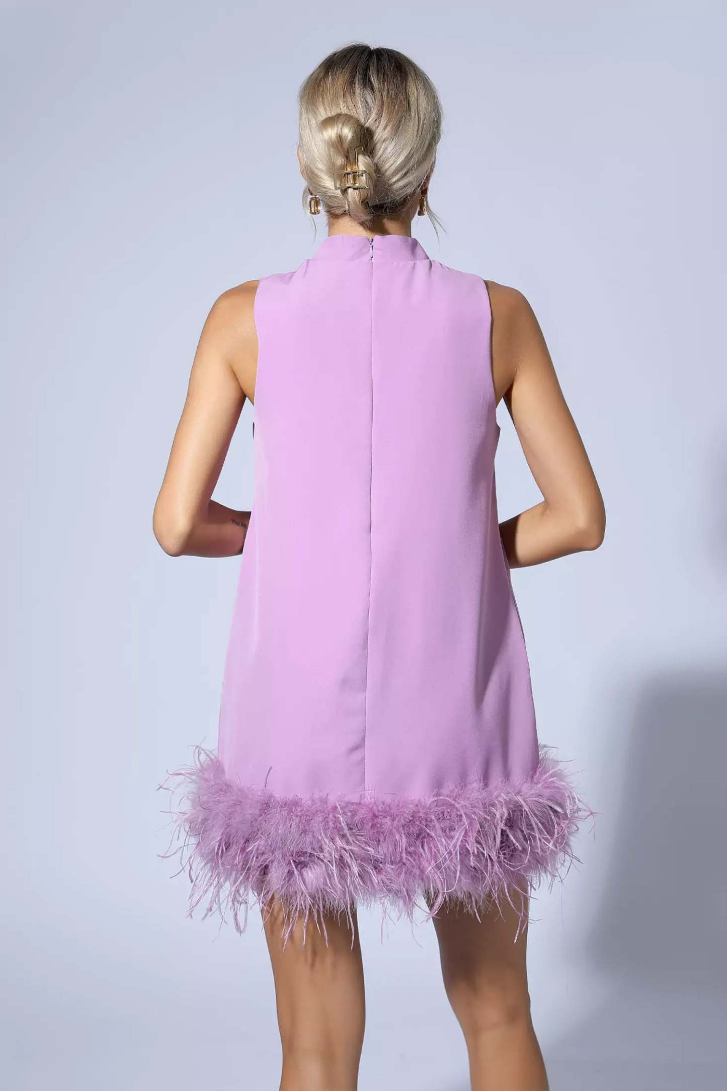 Theresa Purple Feather Mini Dress