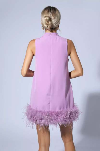 Theresa Purple Feather Mini Dress