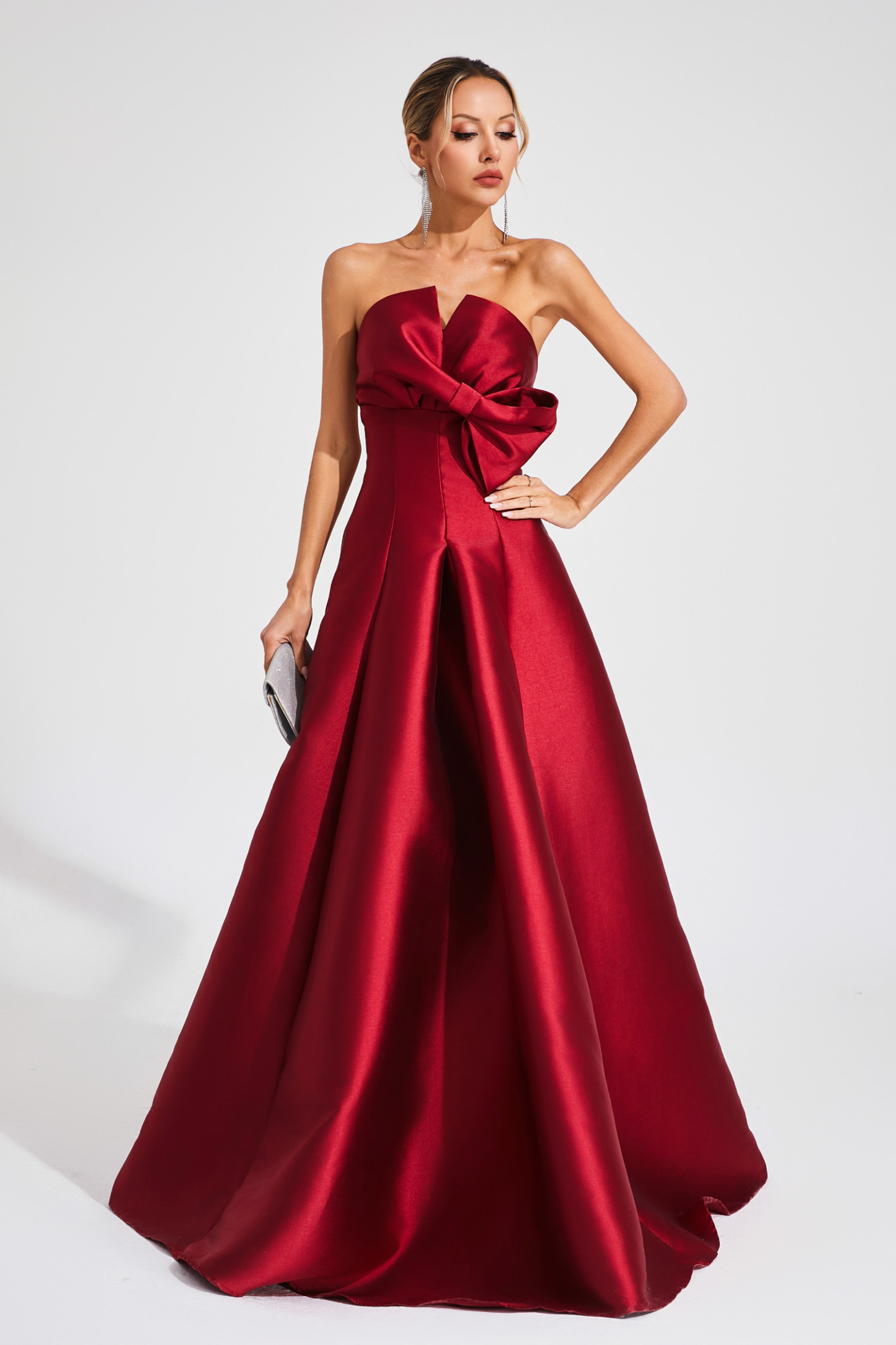 Elmer Red Bow Off Shoulder Dress