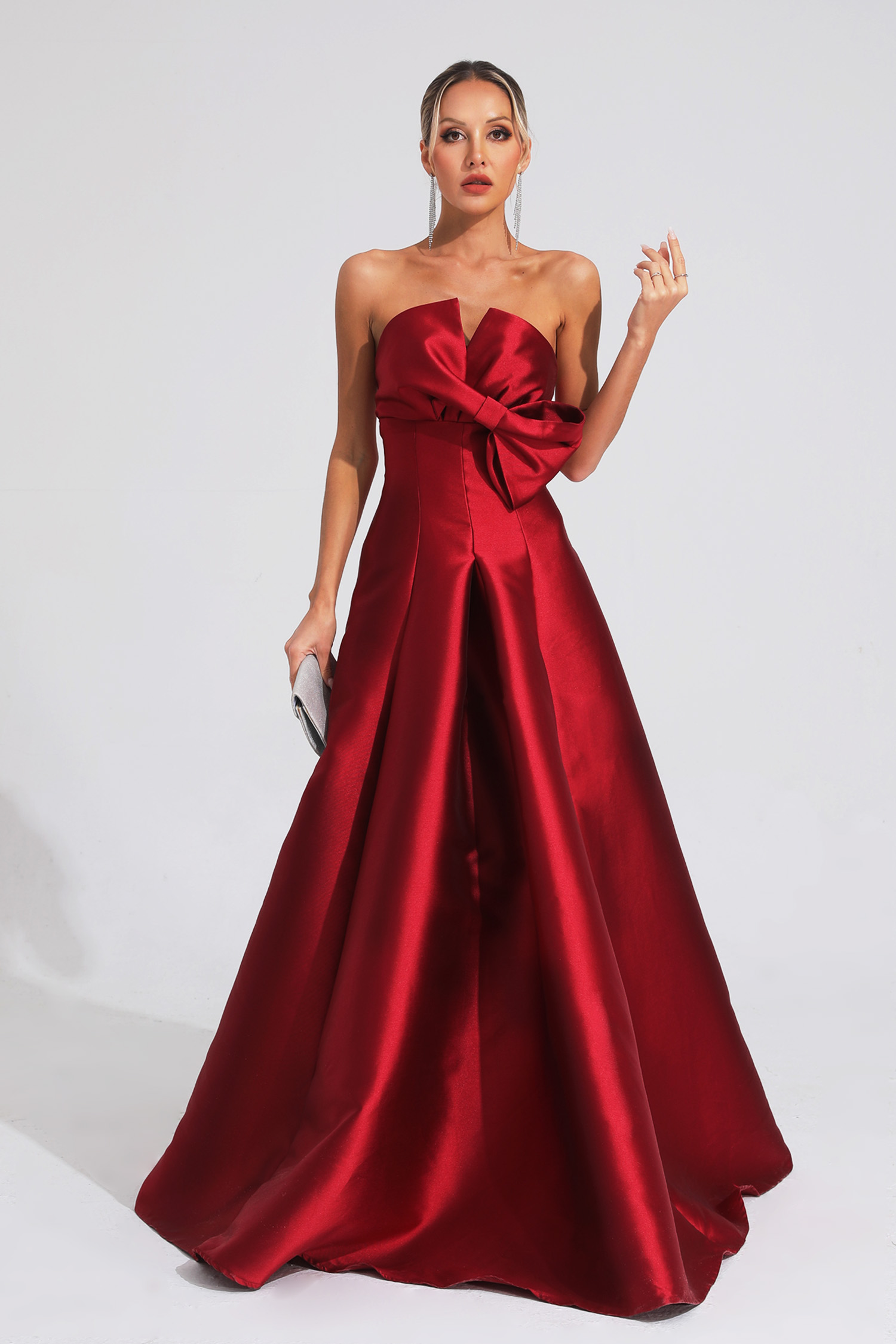 Elmer Red Bow Off Shoulder Dress