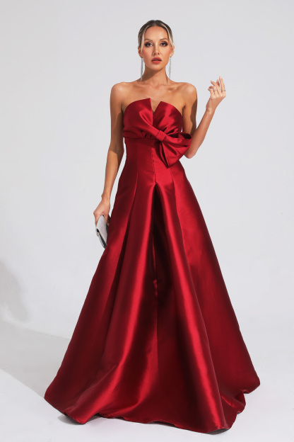 Elmer Red Bow Off Shoulder Dress