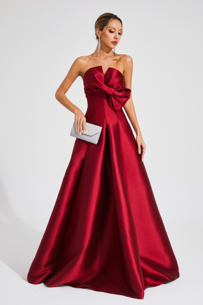 Elmer Red Bow Off Shoulder Dress