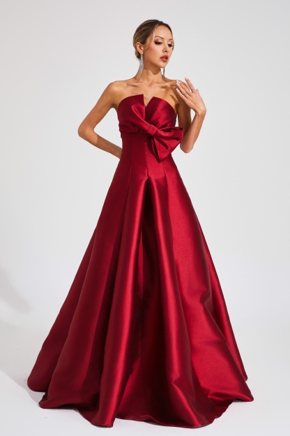 Elmer Red Bow Off Shoulder Dress