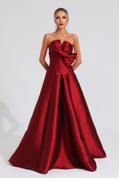 Elmer Red Bow Off Shoulder Dress
