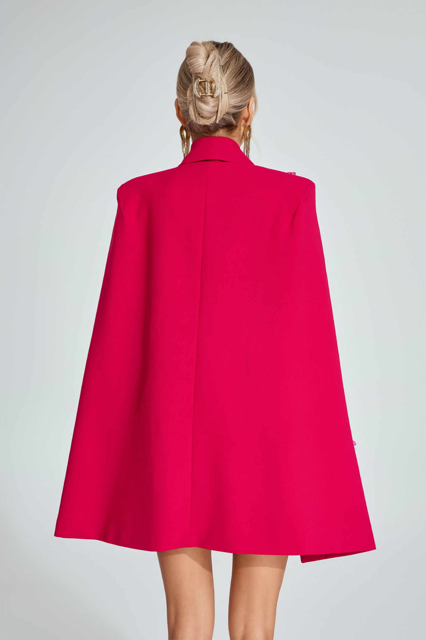 Osborm Rose Red Cape - Sleeve Blazer Dress