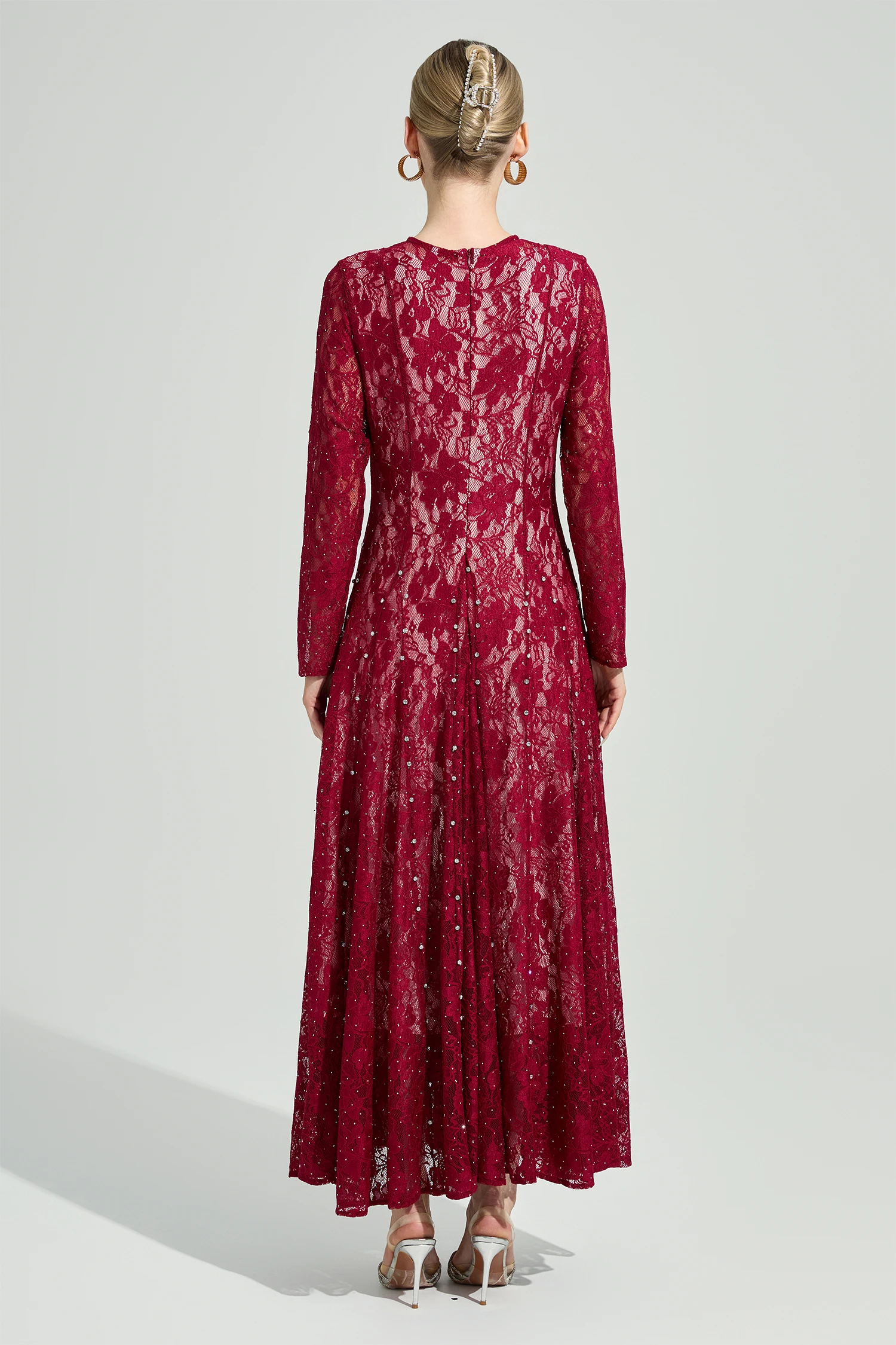Leavitt Red Lace Ruffle Dress