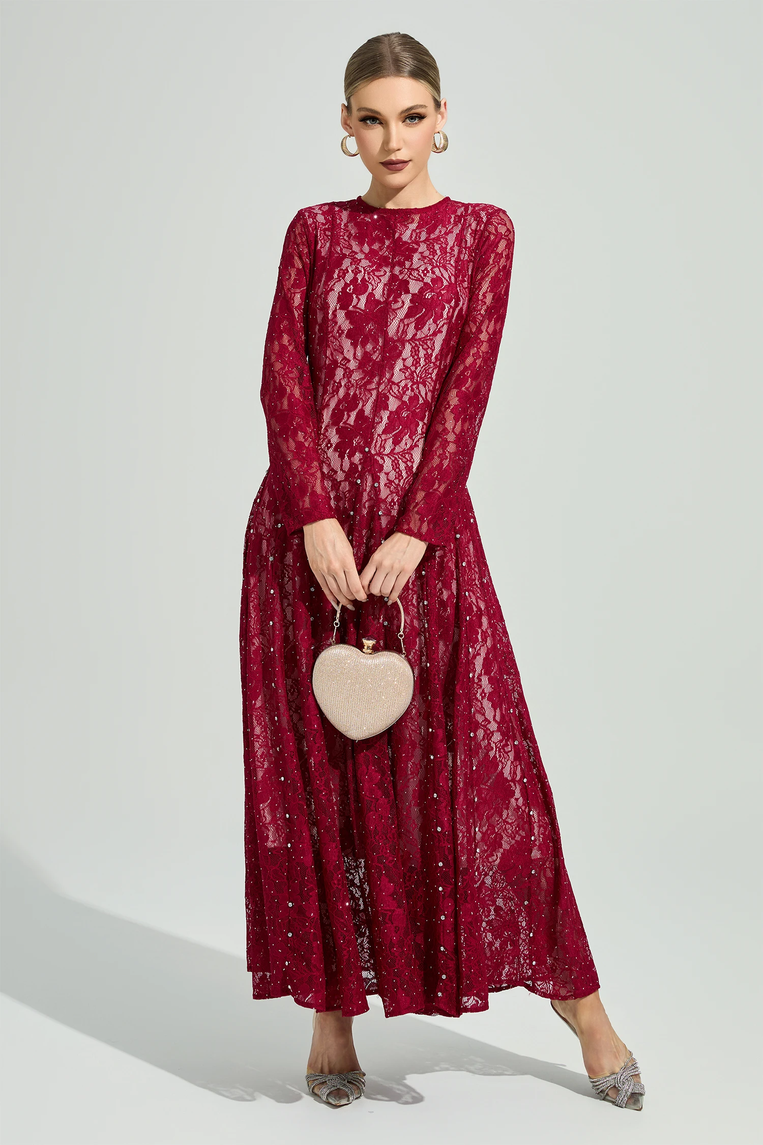 Leavitt Red Lace Ruffle Dress