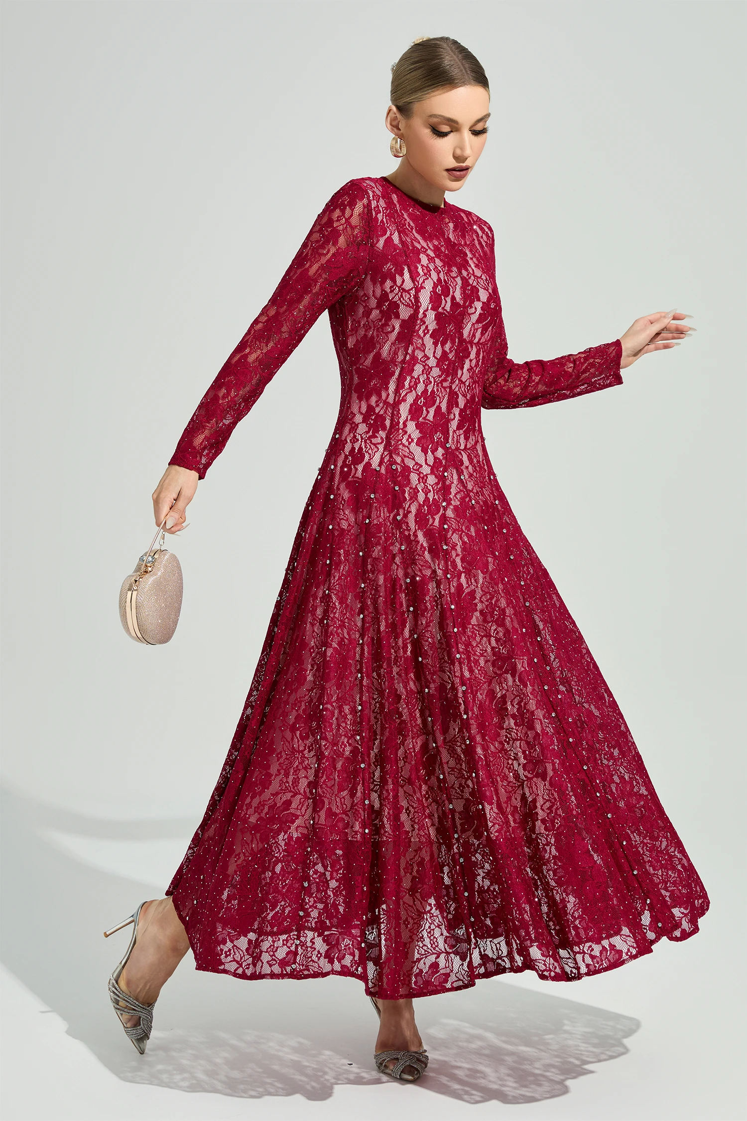 Leavitt Red Lace Ruffle Dress