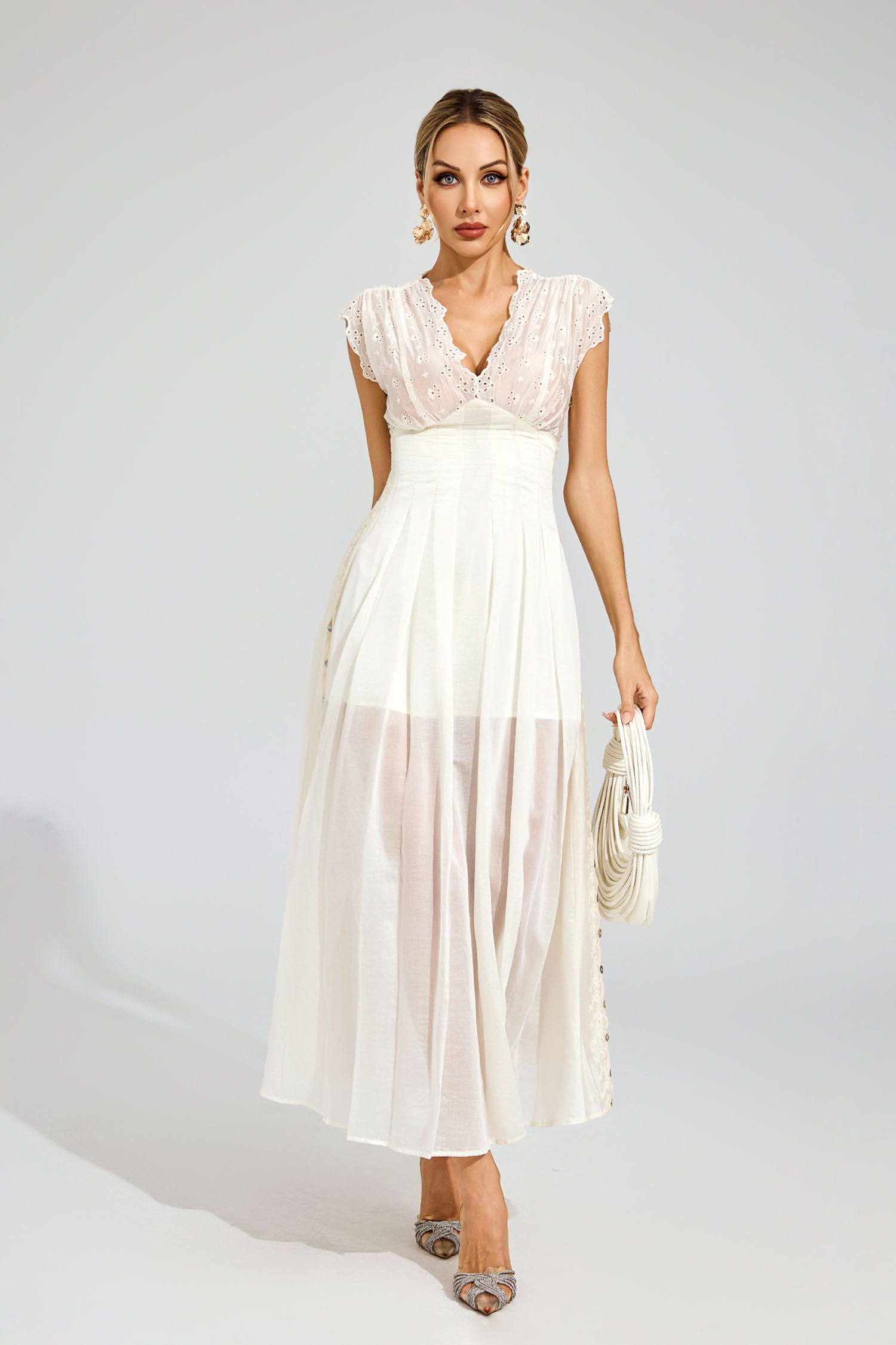 Nathaniel Apricot Lace Maxi Dress