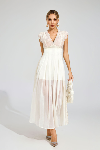 Nathaniel Apricot Lace Maxi Dress