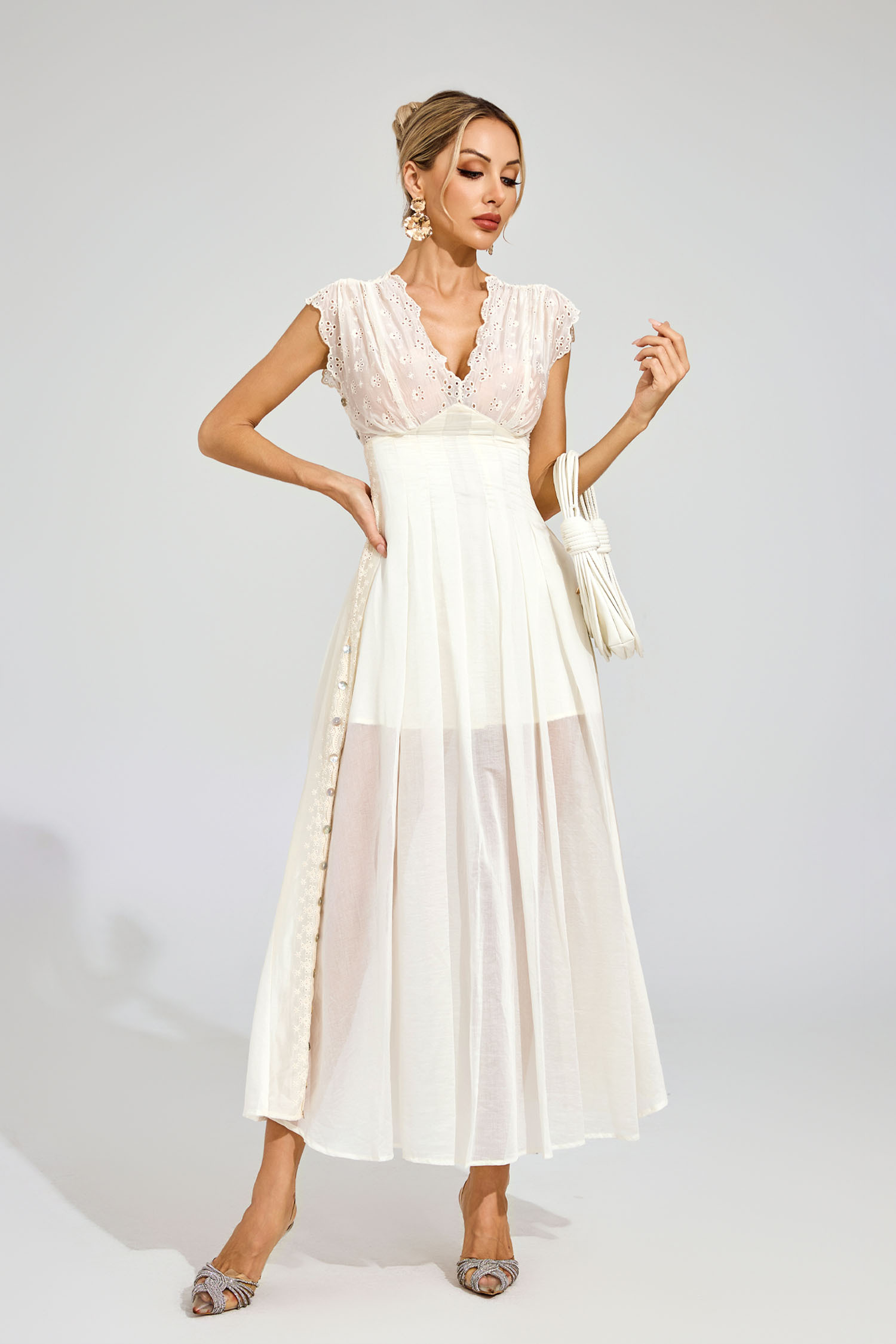 Nathaniel Apricot Lace Maxi Dress