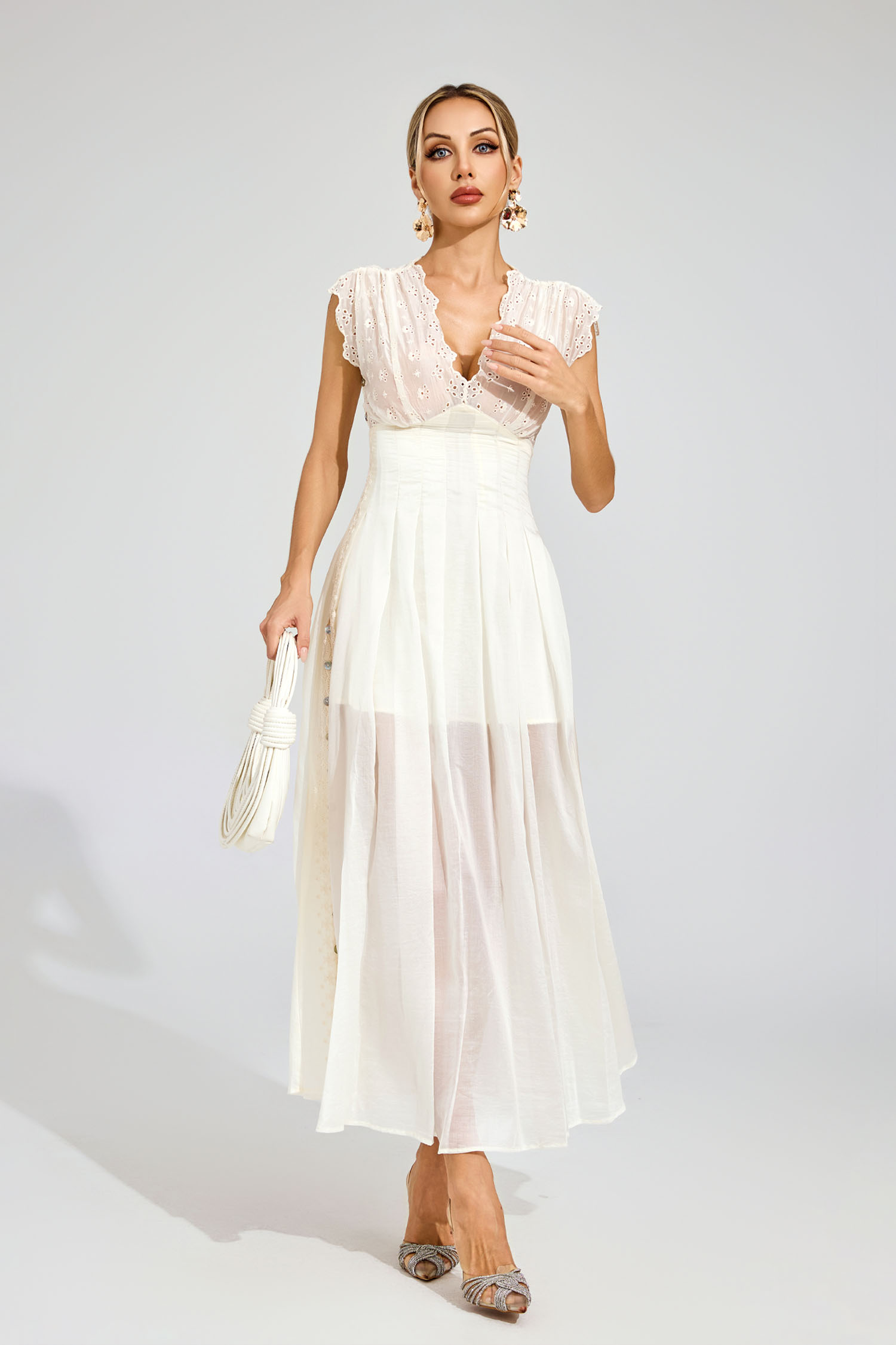 Nathaniel Apricot Lace Maxi Dress
