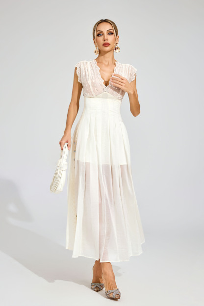 Nathaniel Apricot Lace Maxi Dress