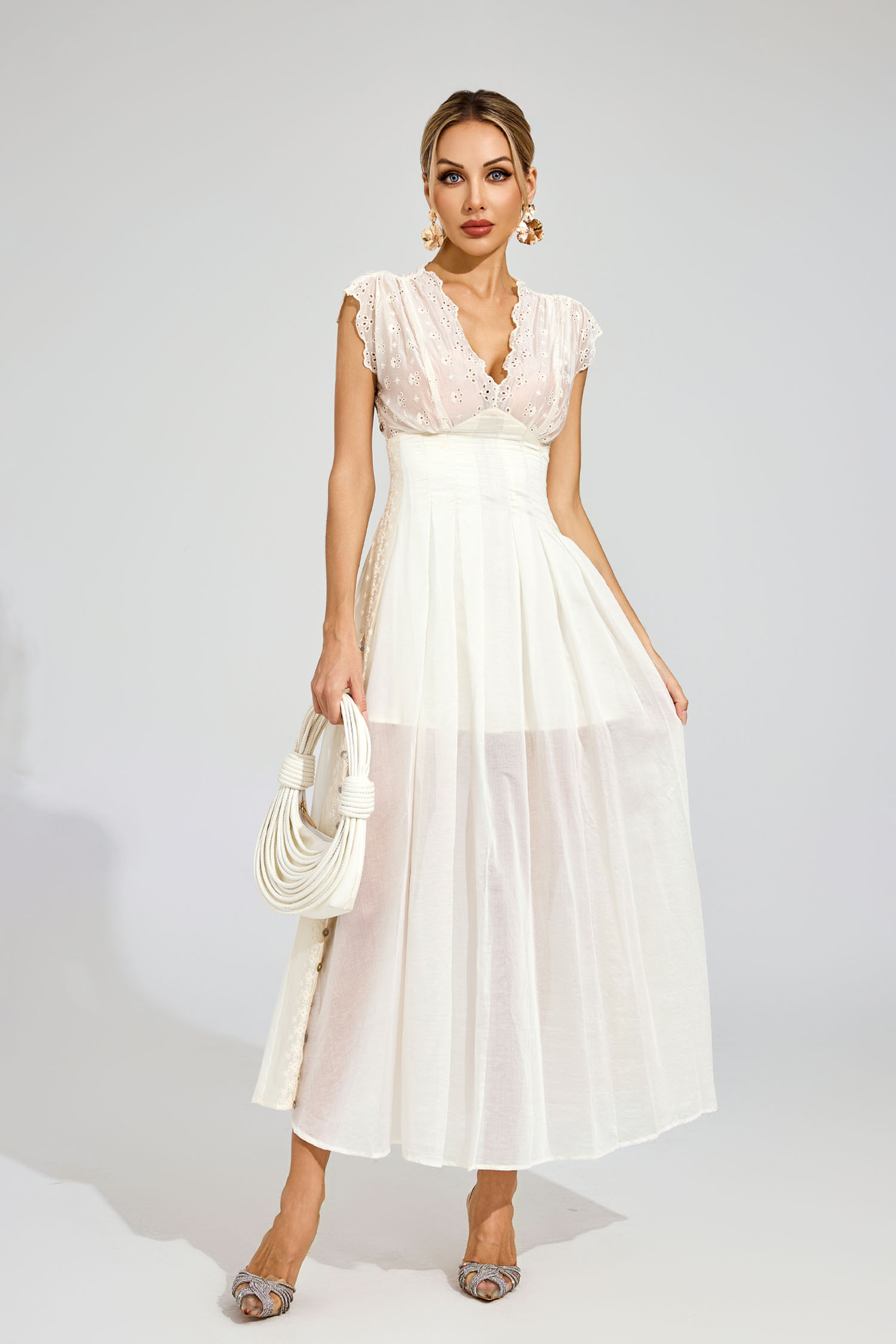 Nathaniel Apricot Lace Maxi Dress