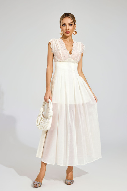 Nathaniel Apricot Lace Maxi Dress