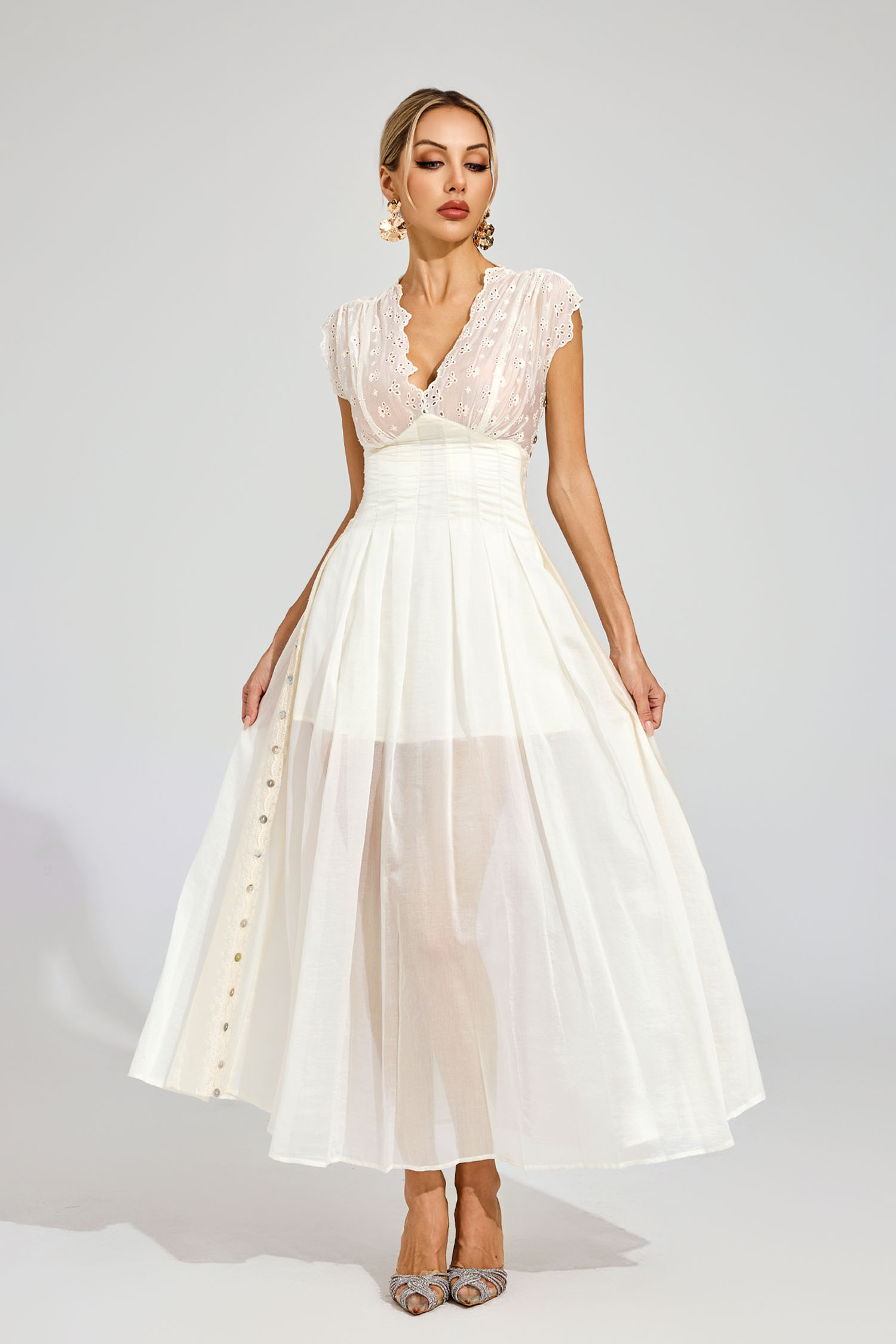 Nathaniel Apricot Lace Maxi Dress