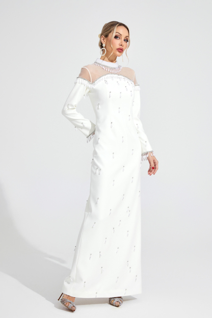 Bloom White Pearl Maxi Dress