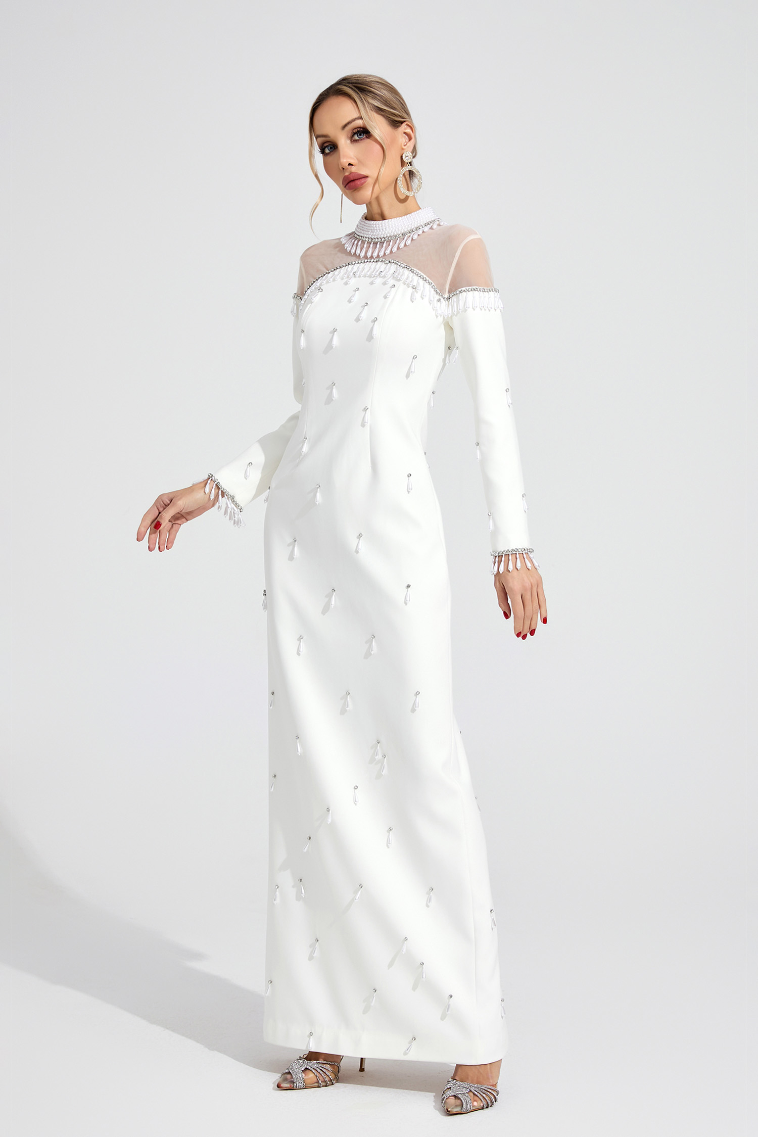 Bloom White Pearl Maxi Dress