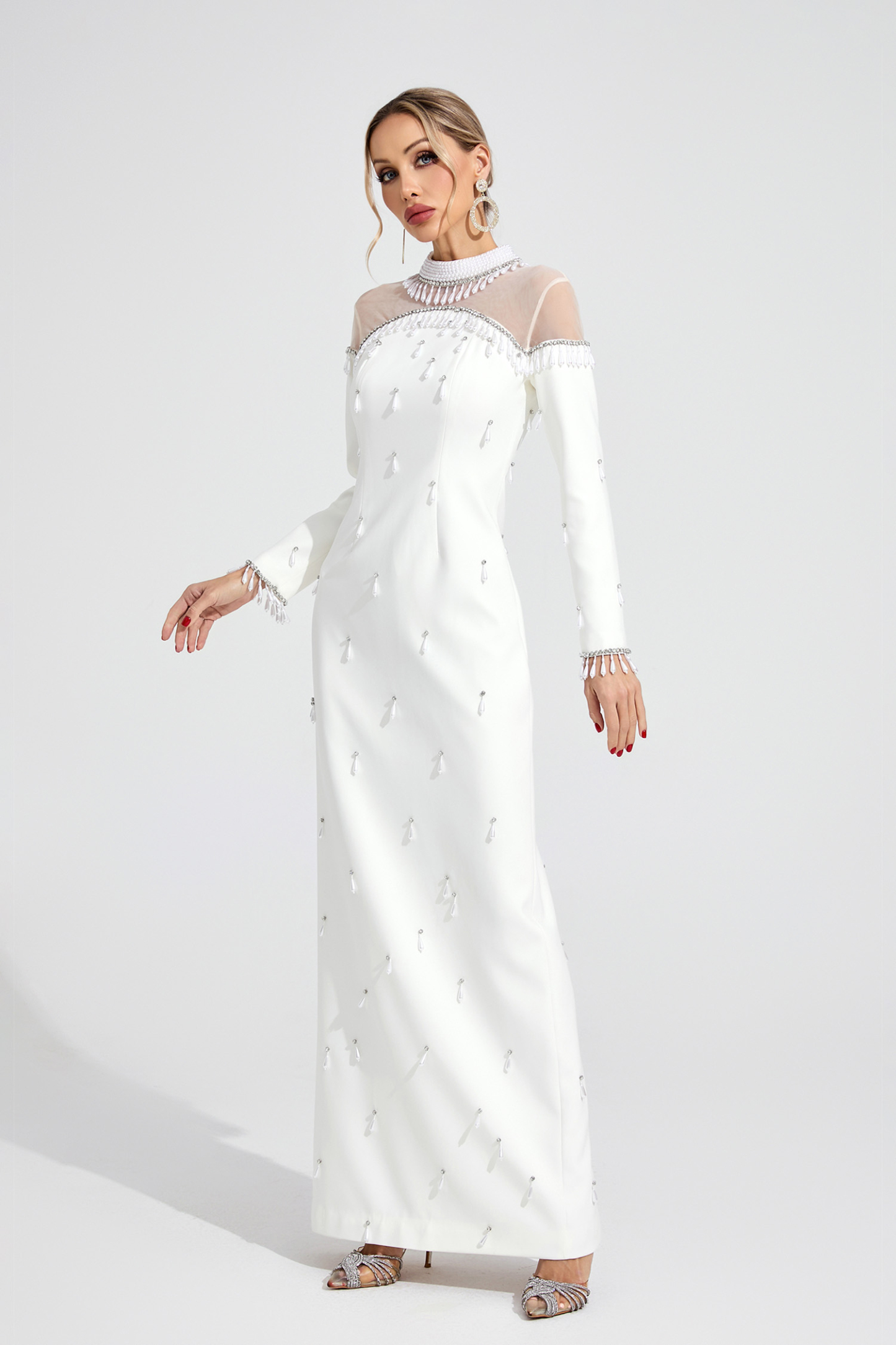 Bloom White Pearl Maxi Dress