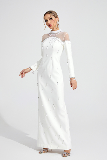 Bloom White Pearl Maxi Dress