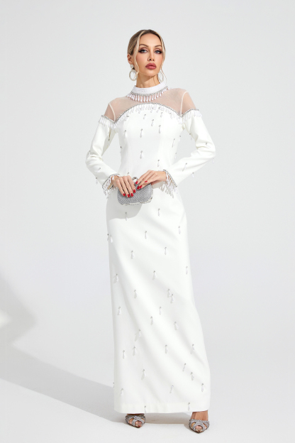Bloom White Pearl Maxi Dress