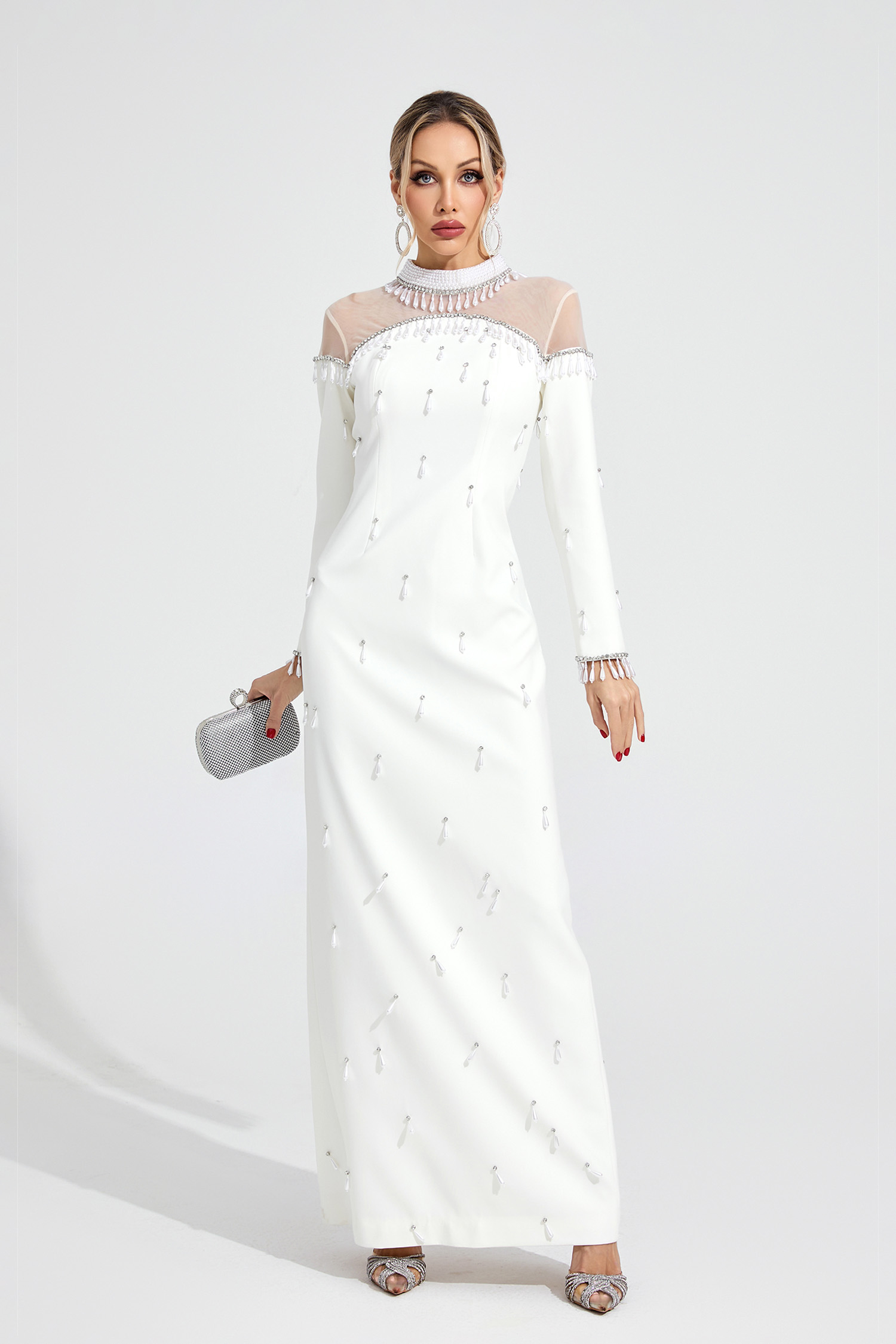 Bloom White Pearl Maxi Dress